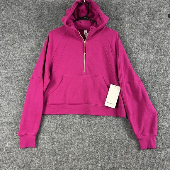 Lululemon Hoodie Women M/L Scuba Oversized Half Zip Ripened Raspberry Cropped - Picture 7 of 16